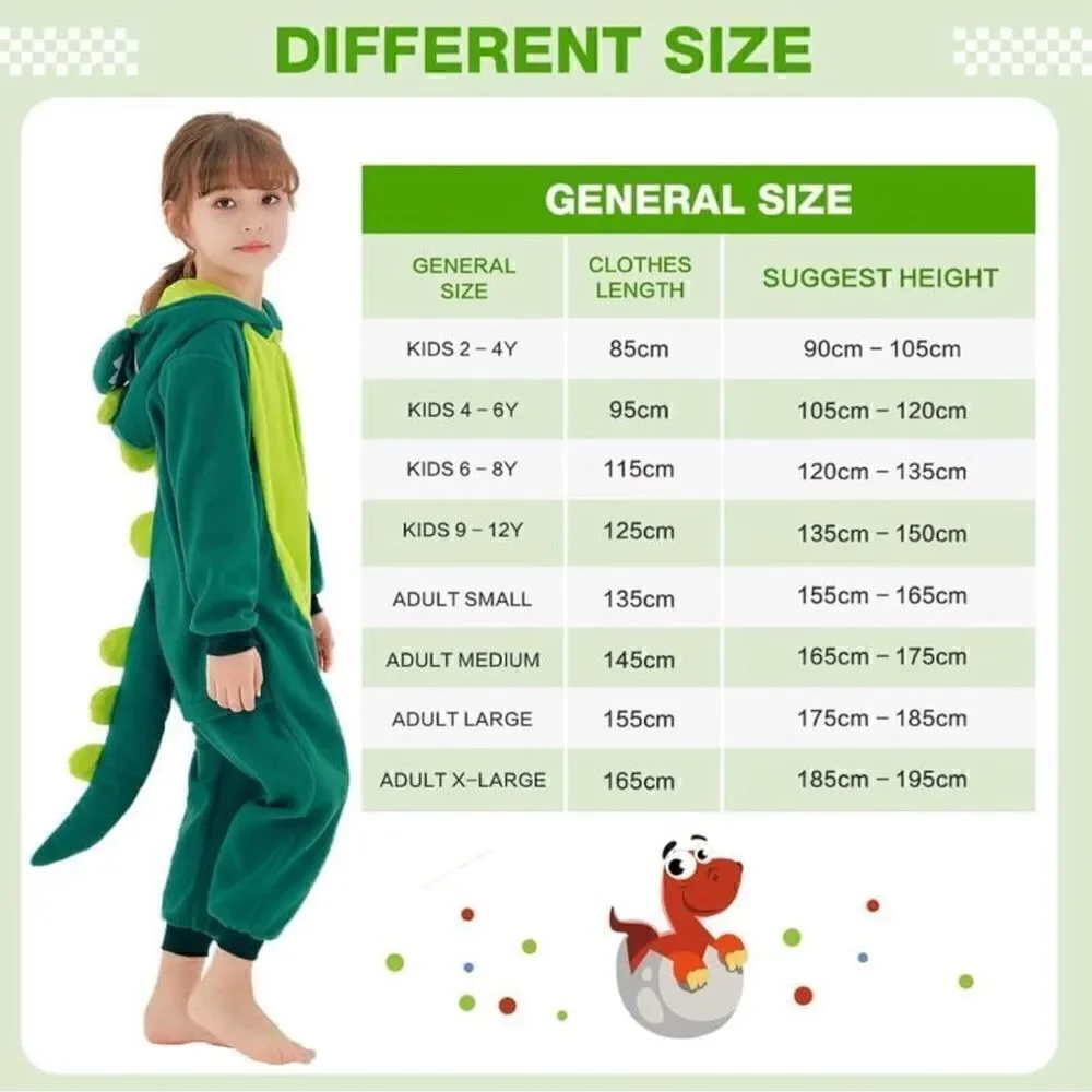 Cartoon Anime Dinosaur Onesie Romper Pajamas Sleepsuits Cosplay Costume Unisex S